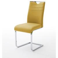 slash dining chair in curry pu with chrome cantilever frame