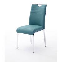 slash dining chair in petrol faux leather with chrome foot frame