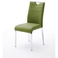 slash dining chair in olive faux leather with chrome foot frame