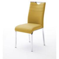 slash dining chair in curry faux leather with chrome foot frame