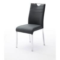 slash dining chair in black faux leather with chrome foot frame