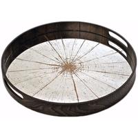 Slice Small Round Light Aged Mirror Tray