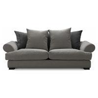 Slouch Fabric 4 Seater Sofa Dark Grey