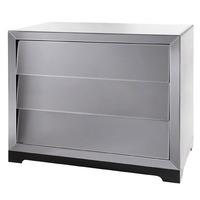 slant mirrored glass wide 3 drawer chest of drawers