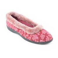SlumberzzZ Ladies Floral Velour Design Full-Back Style Faux Fur Cuff Slippers