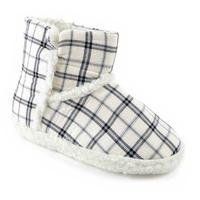 slumberzzz ladies tartan design warm fleece lined cushioned boot slipp ...