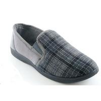 slumberzzz mens plaid tartan check style fleece lining slip on slipper