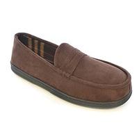 SlumberzzZ Mens Microsuede & Plaid Check Fleece Lined Classic Fullback Slippers