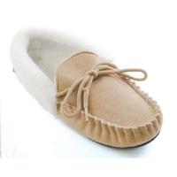 slumberzzz womens microsuede with faux fur trim moccasin slipper ft072 ...