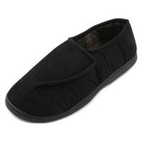 Slumberzzz Mens Corduroy Velcro Fastening Full Back Slipper Black 7 UK