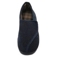 Slumberzzz Mens Corduroy Velcro Fastening Full Back Slipper Blue 8 UK