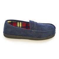 SlumberzzZ Mens Microsuede & Plaid Check Fleece Lined Classic Fullback Slippers