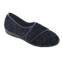 Slumberzzz Ladies Easy Open & Close Velour Full Slipper Blue 4 UK