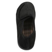 Slumberzzz Mens Corduroy Velcro Fastening Full Back Slipper Black 12 UK