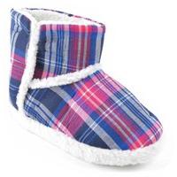 slumberzzz ladies tartan design warm fleece lined cushioned boot slipp ...