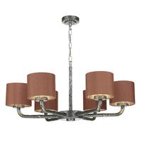 SLO0699/SI Sloane 6 Light Dual Mount Pendant In Pewter With Silk Shades