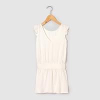 sleeveless crpe dress with ruffles