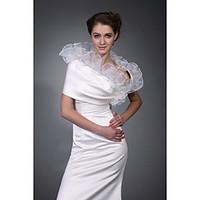 Sleeveless Satin Organza Bridal Jacket / Wedding Wrap (WSM0415)