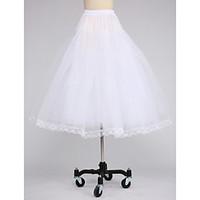 Slips A-Line Slip Tea-Length 3 Tulle Netting White