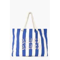 slogan rope handle beach bag turquoise