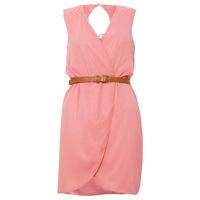 Sleeveless Chiffon Belted Wrap Dress