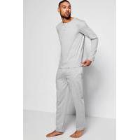 Sleeve Grandad Collar PJ Set - grey