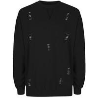 Slash Destroyed Ripped Front Sweatshirt in Black