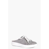 slip on lace up trainer grey