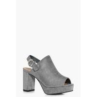 Sling Back Peeptoe Platform Mules - light grey