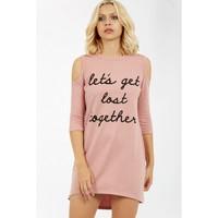 SLOGAN COLD SHOULDER SWEAT DRESS