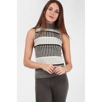 SLEEVELESS STRIPE ROLL NECK JUMPER