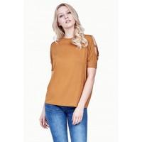 SLEEVE STRAP COLD SHOULDER TOP