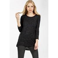 SLUB JERSEY CURVE HEM LONG SLEEVE TOP