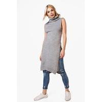 Sleeveless Roll Neck Tunic - grey