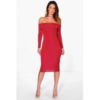 slinky oversized off the shoulder midi dress raspberry