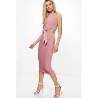 Slinky Cut Out Crop & Midi Skirt - lilas