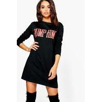 Slashed Dump Him T-Shirt Dress - black