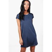 slinky short sleeve shift dress midnight