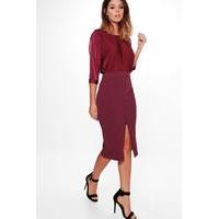 slinky kimono sleeved midi dress plum