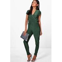 Slinky Cross Over Jumpsuit - khaki