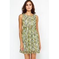 sleeveless floral high waist dress