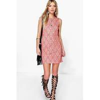 Sleeveless Boho Shift Dress - red