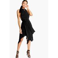 slinky hanky hem skater dress black