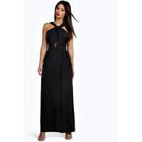 Slinky Knotted Front Maxi Dress - black