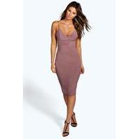 Slinky Bodycon Midi Dress - mauve