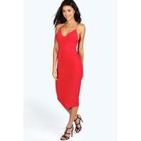 Slinky Bodycon Midi Dress - red