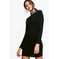 slogan neck bodycon dress black