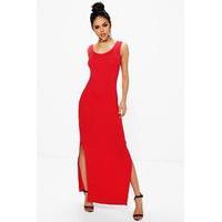 sleeveless with side splits maxi dress red