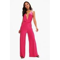 slinky knot front jumpsuit pink
