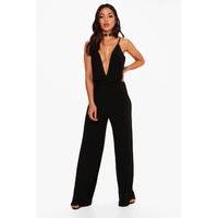 slinky knot front jumpsuit black